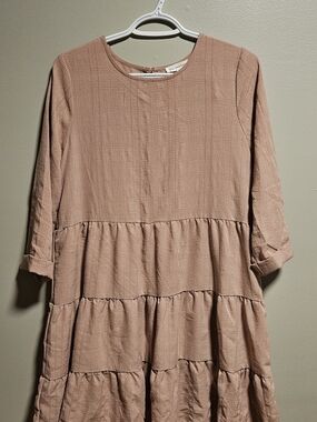 Blu Pepper Dusty Rose Tiered Casual Dress